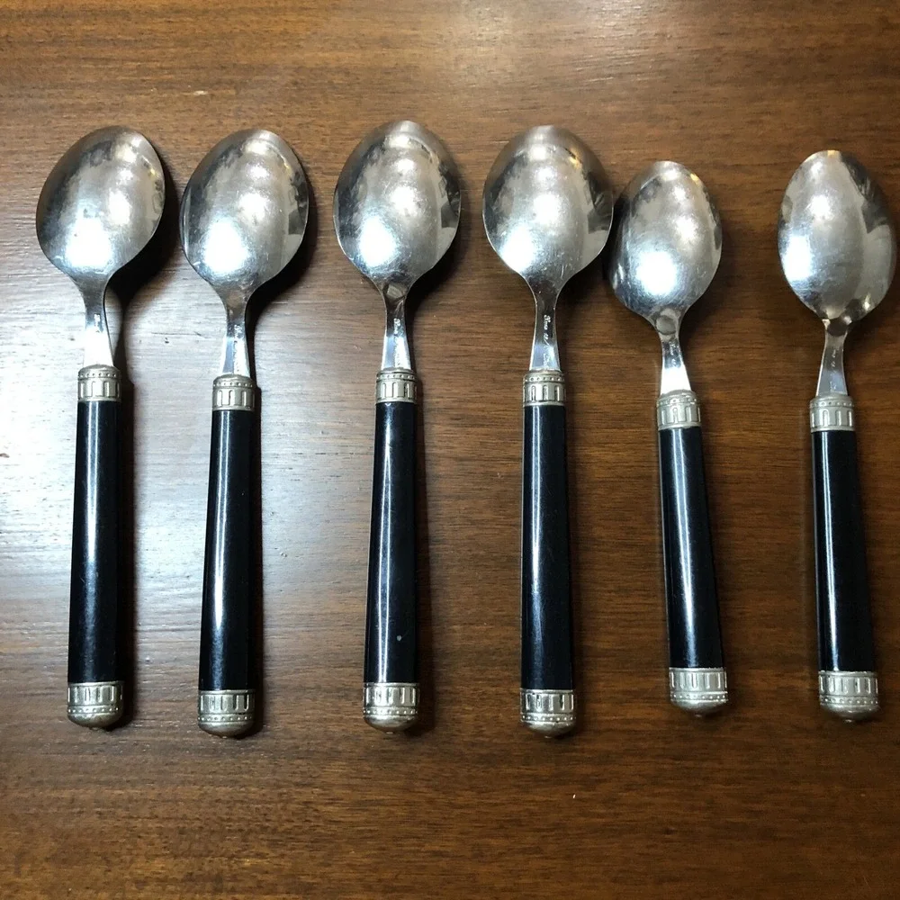 Italia Black EME flatware 6 spoons 18/10 Italy